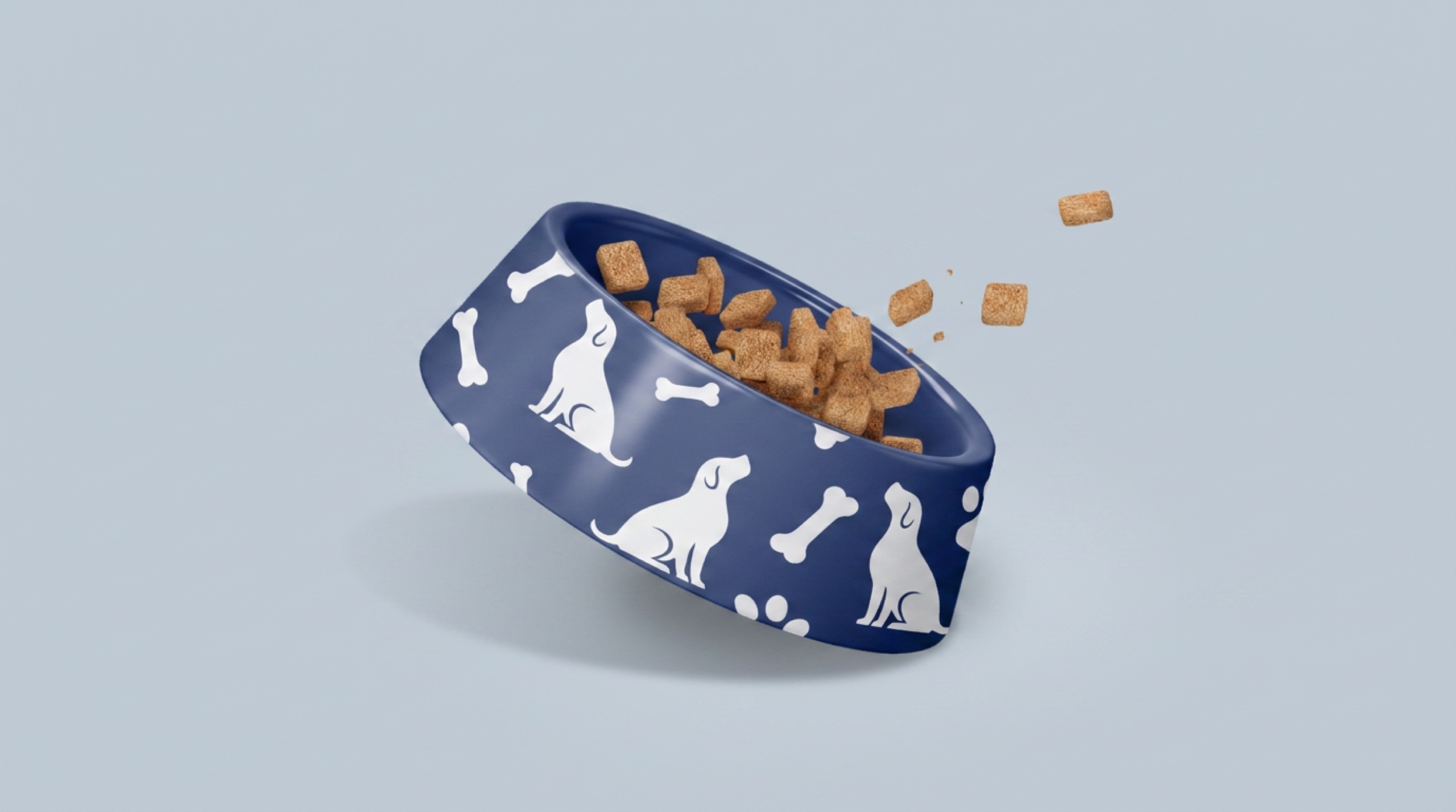 Blue AKC patterned dog bowl