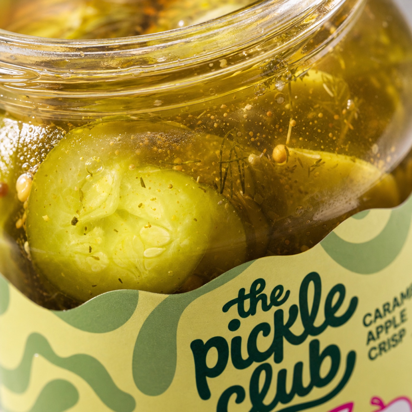 Caramel apple Pickle Club jar close-up