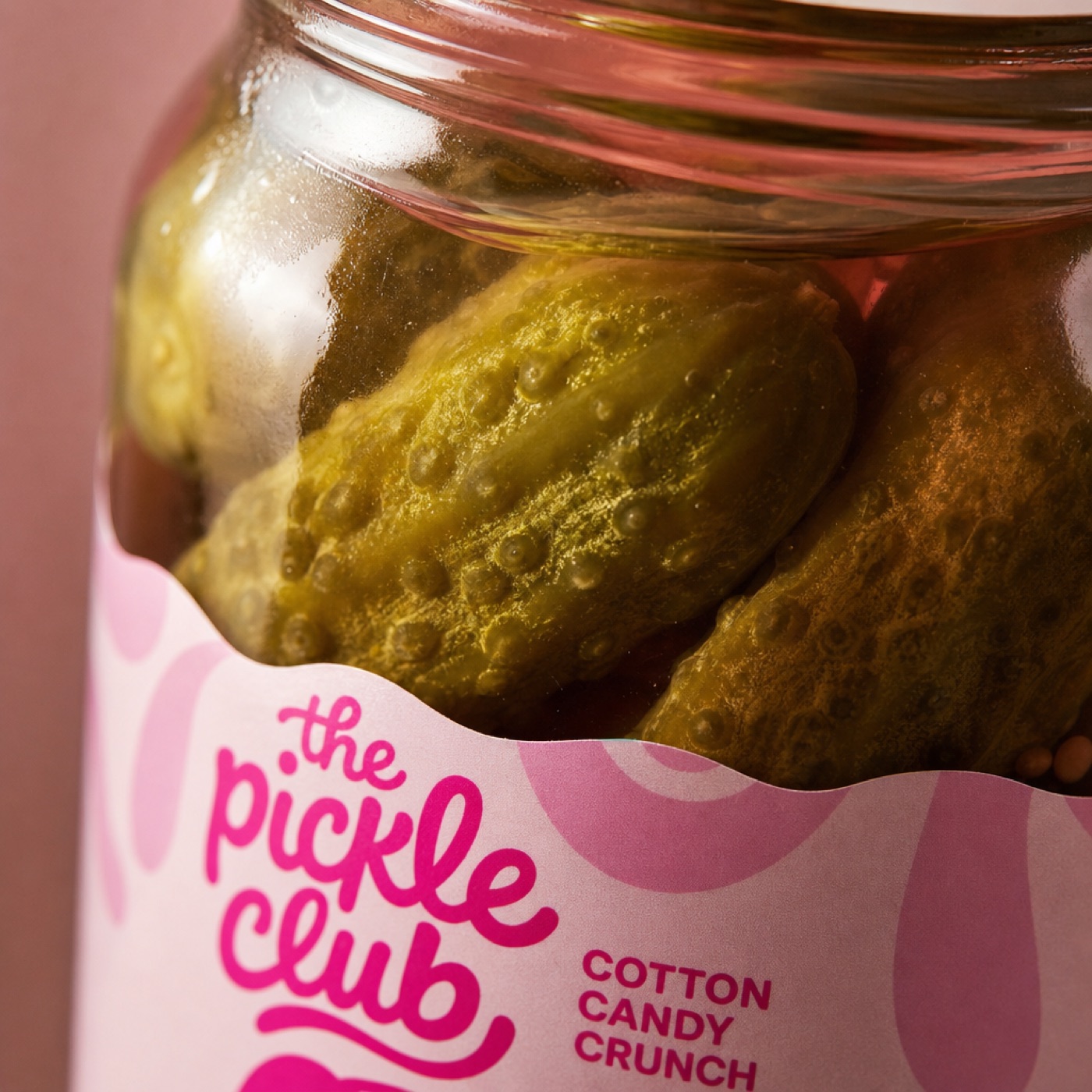 Cotton candy Pickle Club jar close-up