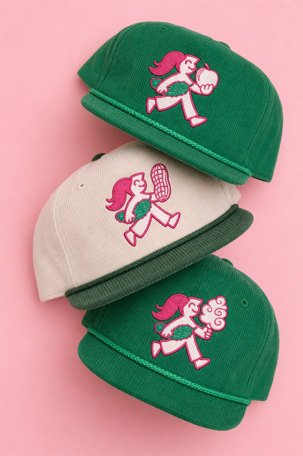 Stacked Pickle Club corduroy hats