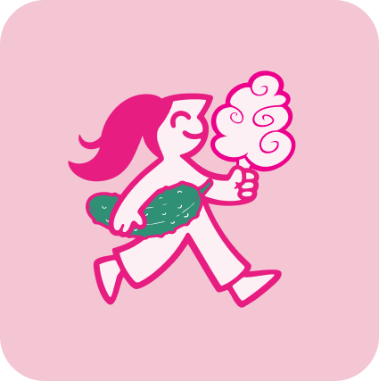 Cotton candy Pickle Club character mark